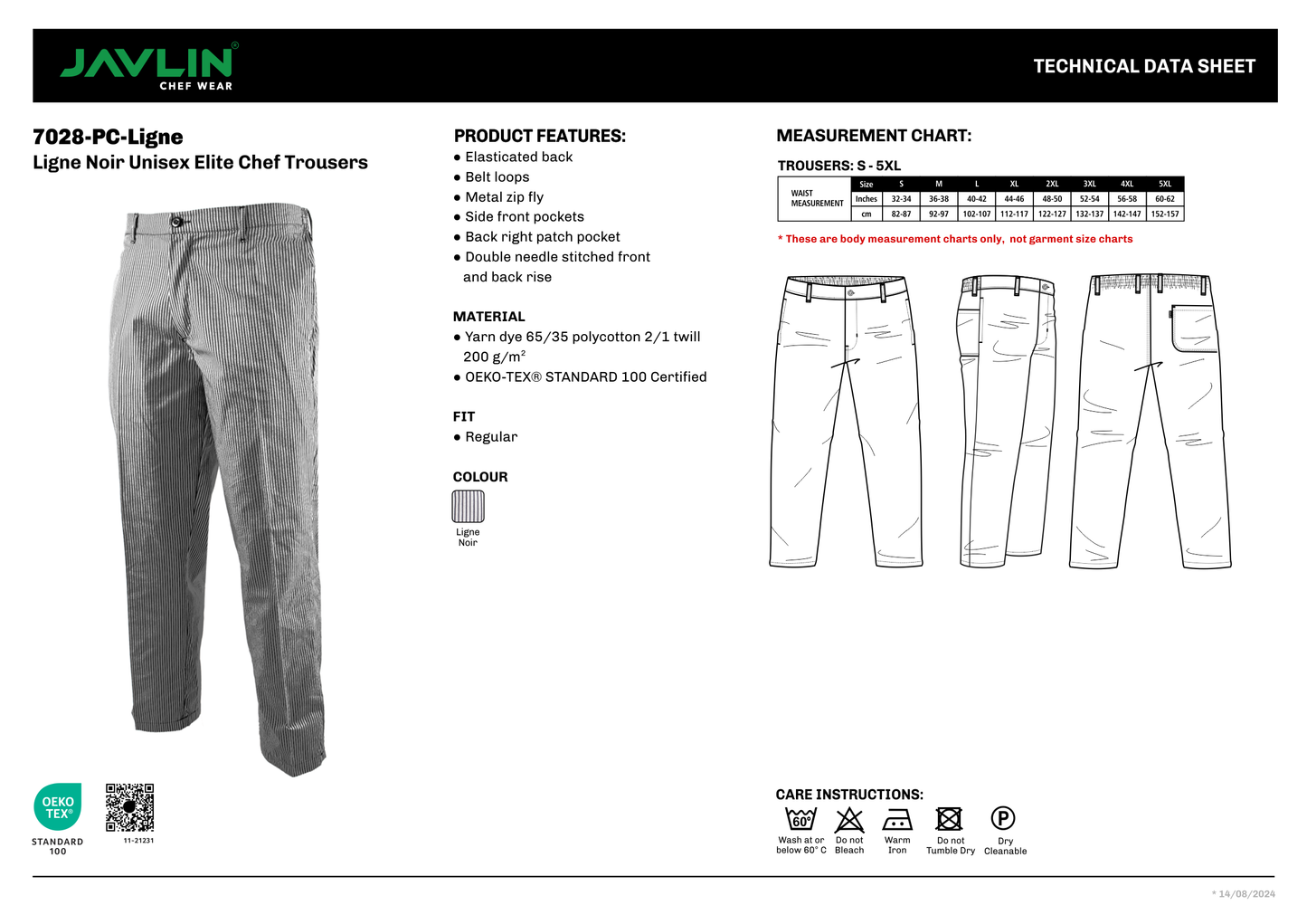 Ligne Noir Unisex Elite Chef Trousers