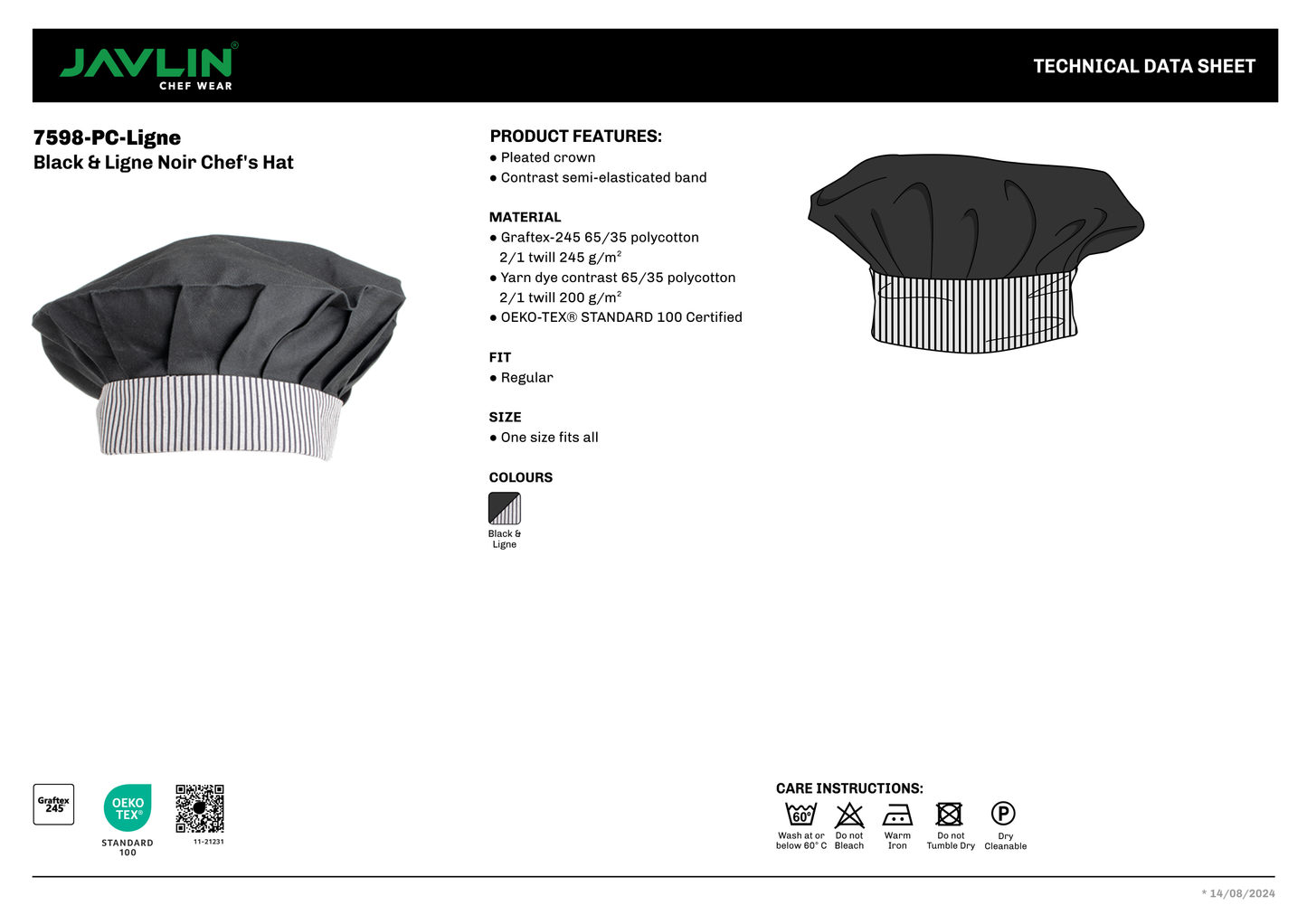 Black & Ligne Noir Chef’s Hat