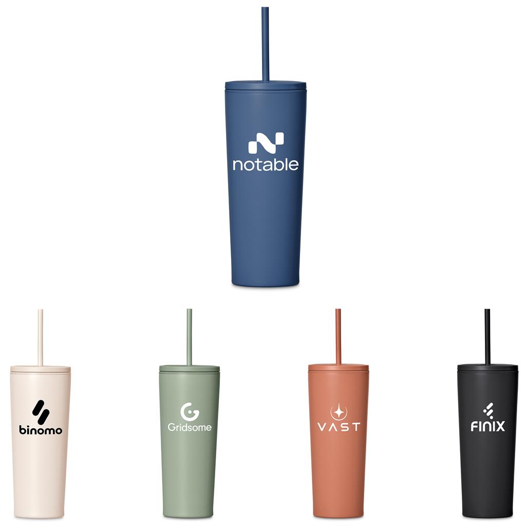 Concorde Stainless Steel & Plastic Double-Wall Tumbler & Straw