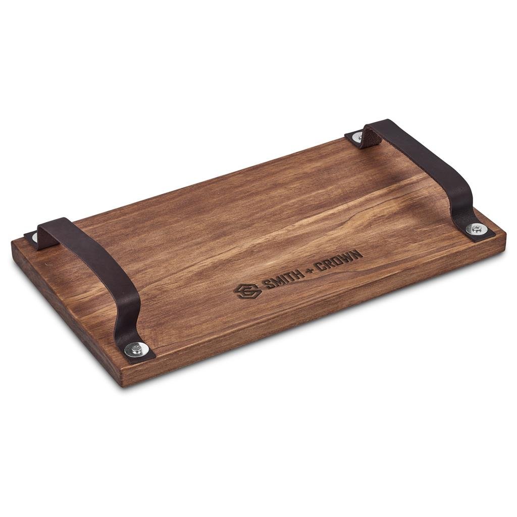 The Farm Style Wooden Tray with Leather Straps