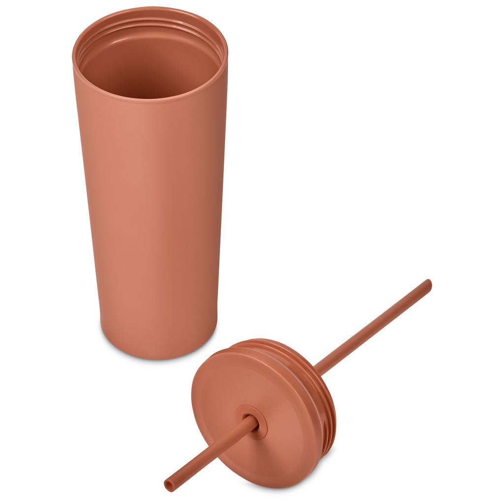 Concorde Stainless Steel & Plastic Double-Wall Tumbler & Straw