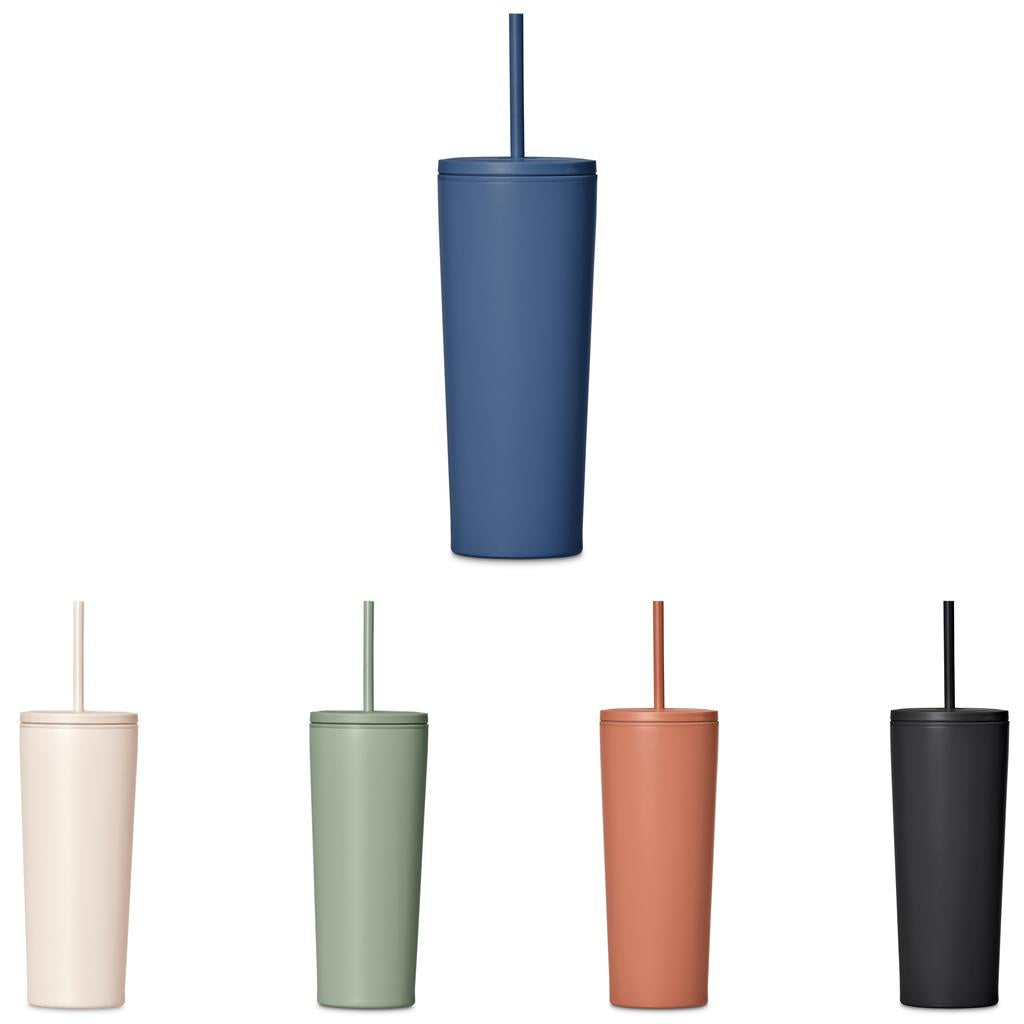 Concorde Stainless Steel & Plastic Double-Wall Tumbler & Straw