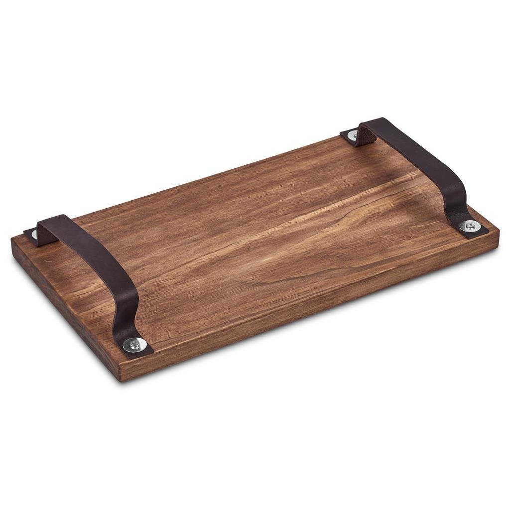 The Farm Style Wooden Tray with Leather Straps