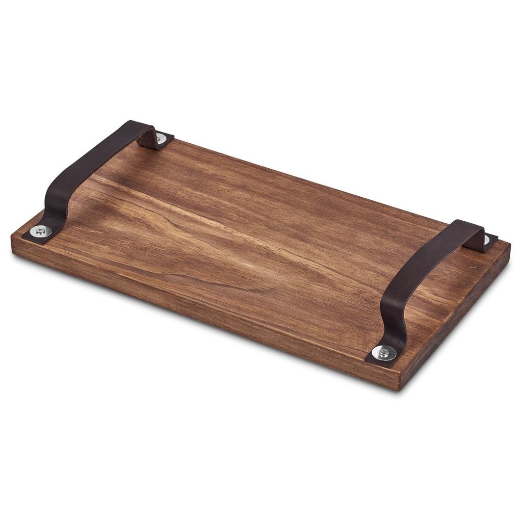The Farm Style Wooden Tray with Leather Straps