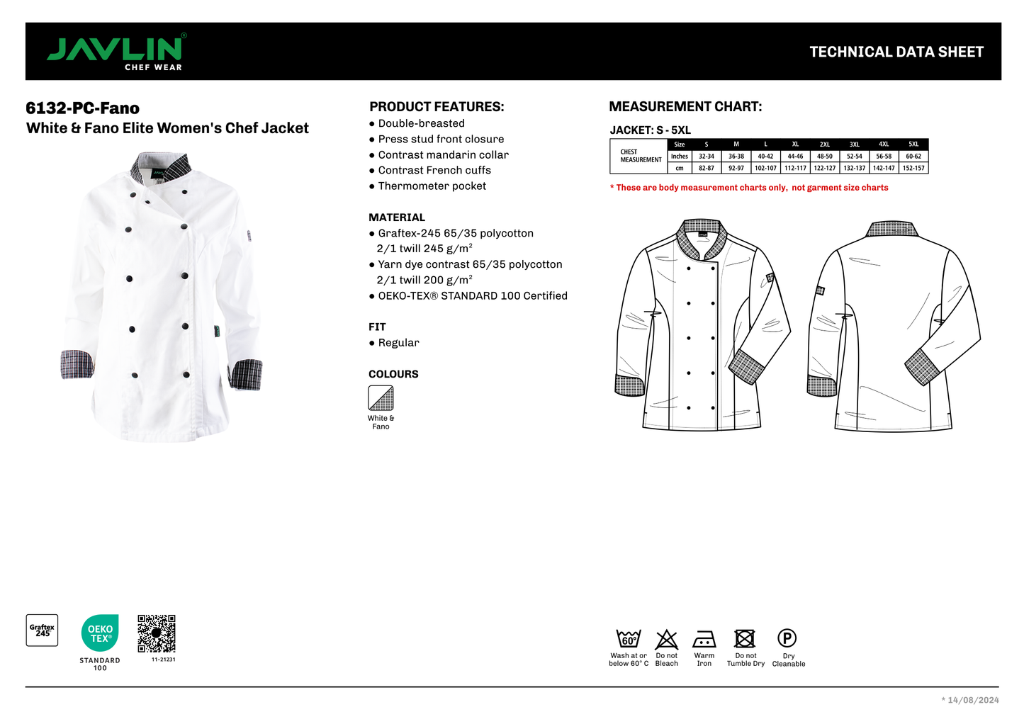 White & Fano Elite Women’s Chef Jacket
