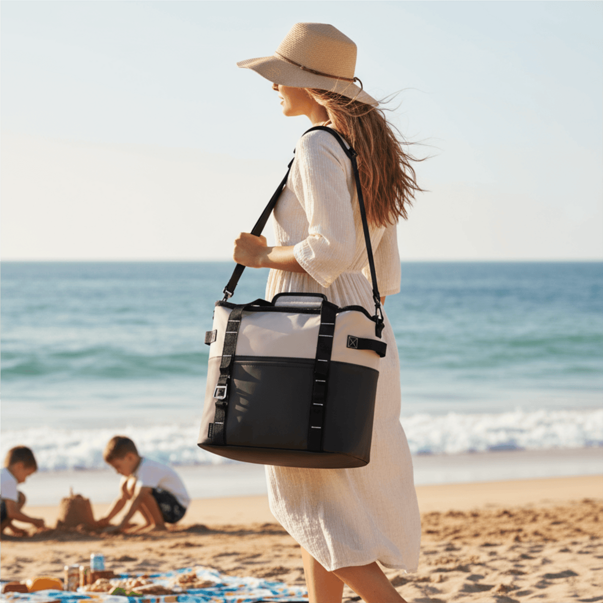 Andy Cartwright Cederberg 24-can cooler at the beach