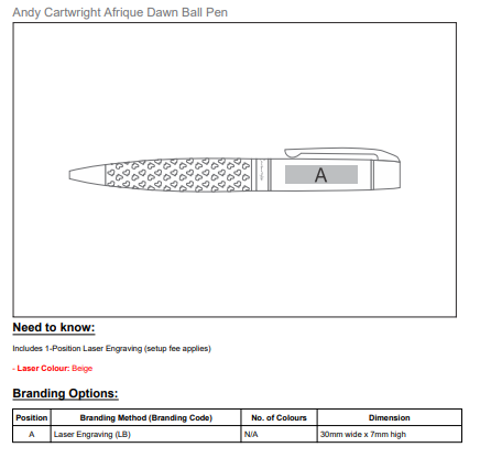 Andy Cartwright Afrique Dawn Ball Pen