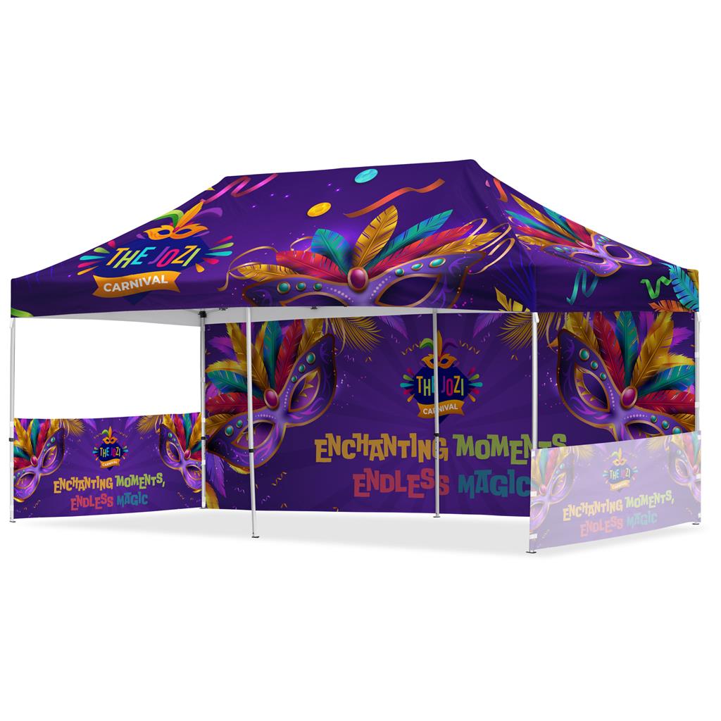 Coated Steel Sublimated Gazebo 6m x 3m - 1 Long Full-Wall Skin - 2 Short Half-Wall Skins