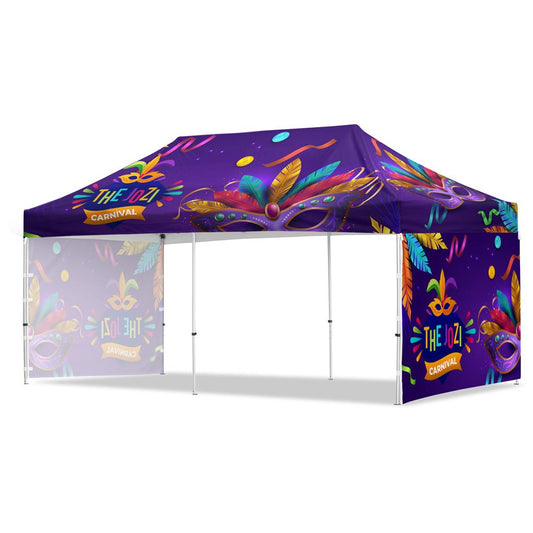 Coated Steel Sublimated Gazebo 6m x 3m - 2 Short Full-Wall Skins