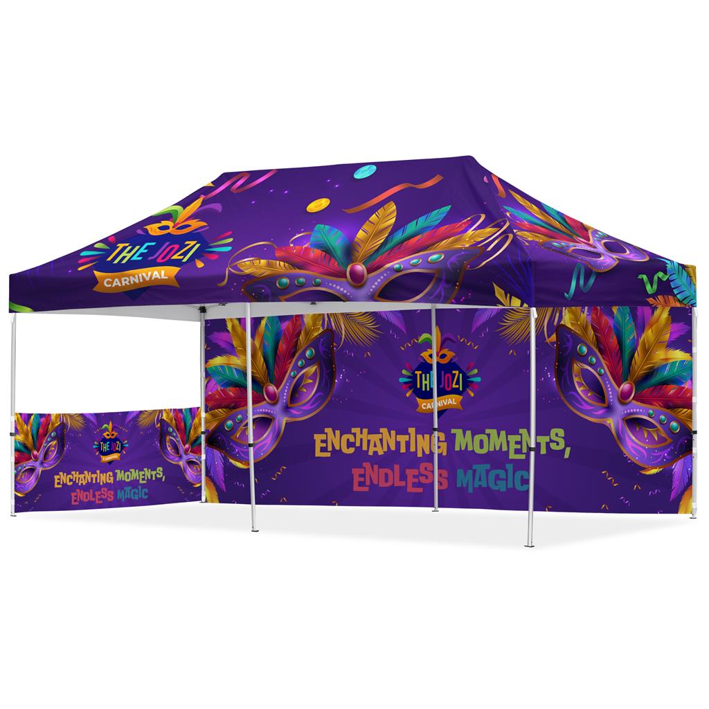 Coated Steel Sublimated Gazebo 6m x 3m - 1 Short Half-Wall Skin - 1 Long Full Wall Skin