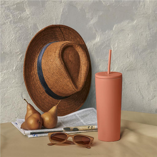 Concorde Stainless Steel & Plastic Double-Wall Tumbler & Straw