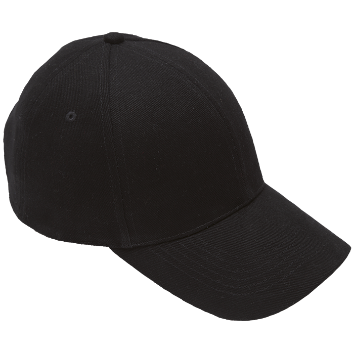 Brushed Cotton 6 Panel Cap - Black