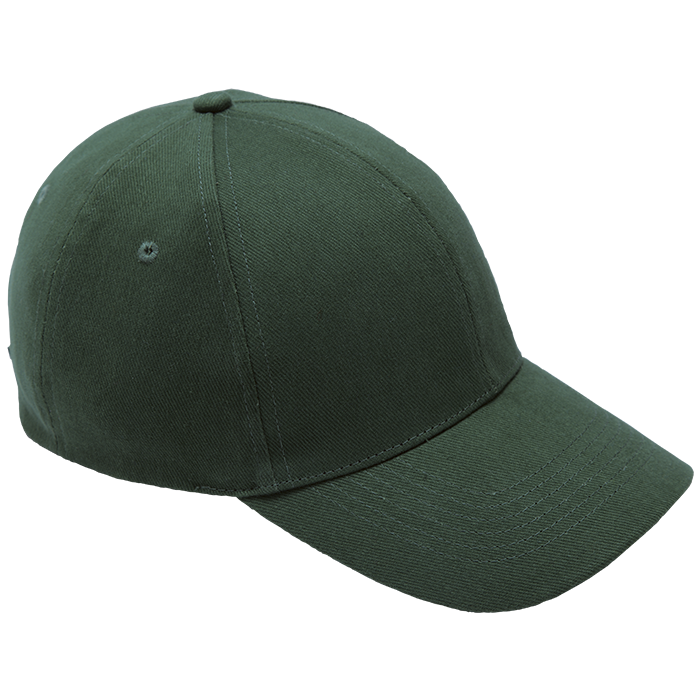 Brushed Cotton 6 Panel Cap - Bottle Green