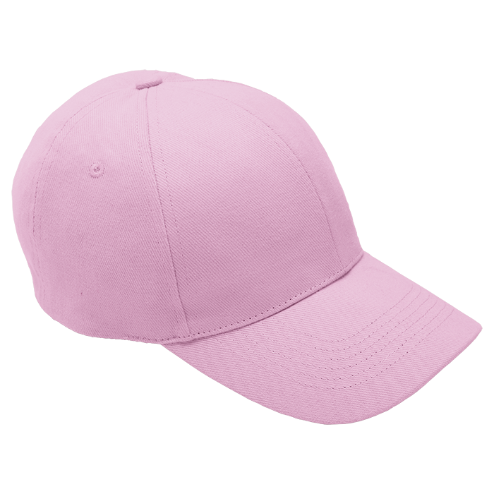 Brushed Cotton 6 Panel Cap - Light Pink