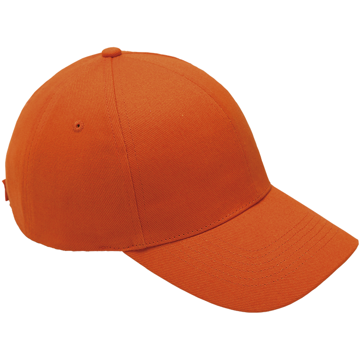 Brushed Cotton 6 Panel Cap - Orange