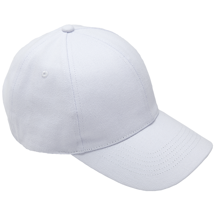 Brushed Cotton 6 Panel Cap - White
