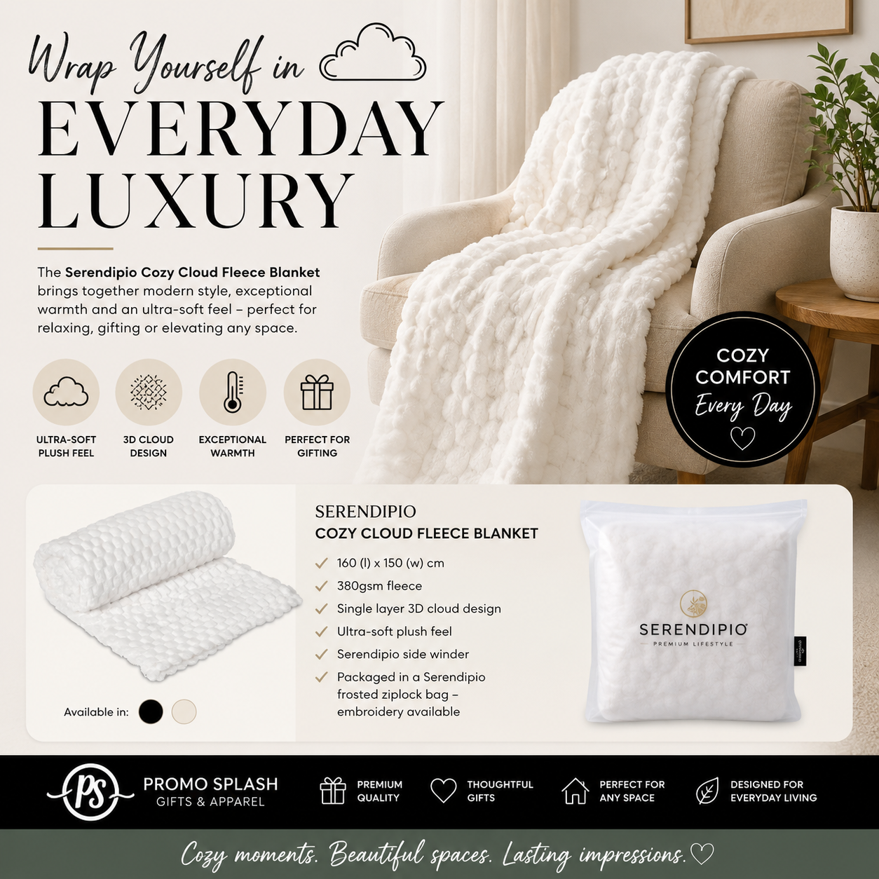 Serendipio Cozy Cloud Fleece Blanket
